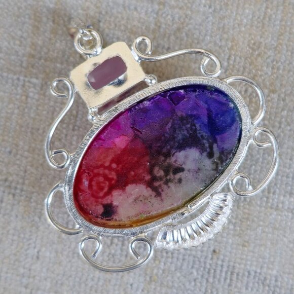 Rainbow Garnet ✦ Rose Quartz Pendant ✦ Sterling Silver Gem Cluster NWT - Picture 10 of 10